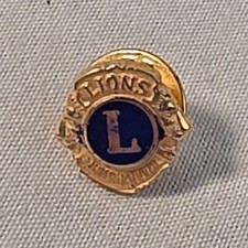 Lions Club International Vintage Lions International Club Lapel Pin Gold Tone picture