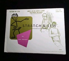 1960’s Stretch & Sew Pattern Ann Person #1750 Men's Tab Front T-Shirt Size 34-48 picture