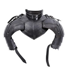 Medieval Iron Gorget Spaulders Arm Shoulder Set Viking Crusader Larp Pauldrons picture