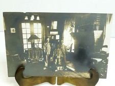 Antique RPPC 3 Children In PJs With Dog Next To Fireplace Unposted picture