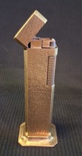 Dunhill Rollagas 1980s Tallboy Table Lighter Hammered Gold Bark picture