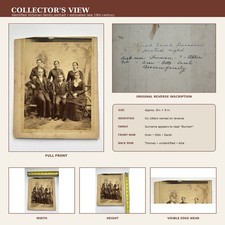 Antique 1880s Victorian Burnam Family Portrait Named 6 People Mounted Photo picture