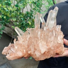 8lb Natural Clear PINK White Quartz Crystal Cluster Rough Healing Specimen picture