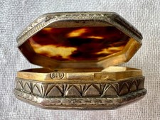 Antique 800 Silver & Shell Vanity Trinket Box Octagonal Dresser Box picture