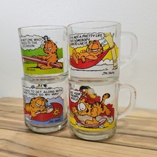 Vintage 1978 1980 McDonalds Garfield Glass Mug Lot of 4 Jim Davis Anchor Hocking picture