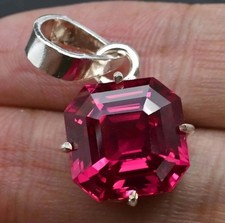 50 Ct Natural Padparadscha Sapphire Pendant Asscher Shape 925 Silver IGL 6JDA picture