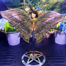 TOP 368G Natural Handcarved Ocean Jasper Butterfly  wings Crystal Healing 5 picture