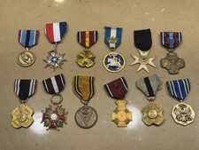 Vintage Military & Fraternal Medal Lot of 12 Mixed Awards Medals Badges picture