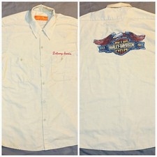 Vintage Harley Davidson Dealership Delivery Service Work Shirt ELBOW USA 70s 80s picture