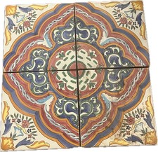 Rare Vintage 4 Pcs Majolica Tiles Italy 1968 Symmetrical Design Ceramic 20x20 cm picture