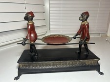 Vintage India Monkey Waiters Carrying Bowl Figural Trinket Dish Decorative Tray picture