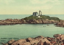 Cape Neddick Nubble Lighthouse Vintage View Fridge Magnet. York Beach, Maine. picture