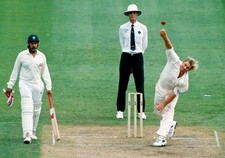 Shane Warne of Australia as Salim Malik of Pakistan looks 3rd Test- Old Photo picture