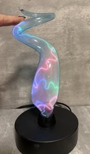 SEE VIDEO Vintage LUMISOURCE PLASMA Blue Hand Blown Glass LAMP Light 2000’s TOUC picture