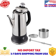 12-Cup Electric Percolator Coffee Pot Stainless Steel Coffee Maker Silver NEW picture