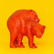 SEXY Vintage 1970s Humping Bears Solid Brass Figurine Burnt Orange Funny Rare picture