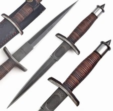 CASE V-42 US Forces WWII Dagger Double Edge Knife Devil’s Brigade Leather Handle picture