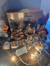 Harvest Bounty 11 Piece Harvest Lighted House Set Fall Decor Thanksgiving HTF picture