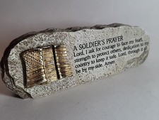 Military Gift A Soldier's Prayer Carved Resin Rock Flag Lord I ask for Courage picture