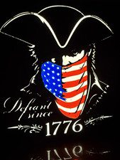 Patriotic Defiant Since 1776 Lighted Decorative Sign Panel Black Red White Blue picture