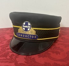 Vintage Original Santa Fe Railroad Brass Screw Back Conductor Hat & Badge picture