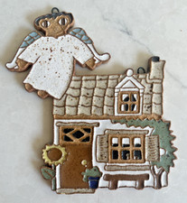Vintage St. Andrew's Abbey Ceramic Angel Cottage Wall Plaque Handmade Pottery 6