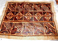 VINTAGE TAPAS CLOTH HANDMADE FROM TREE BARK SAMOA ISLANDS 32 X 24 INCH picture