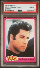 1978 TOPPS GREASE #9 JOHN TRAVOLTA AS DANNY ROOKIE PSA 8 POP 8, 4 HIGHER picture