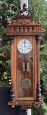 Antique C 1908 Gustav Becker 2 Weight Vienna Wall Clock - SEE VIDEO - HORSE TOP picture