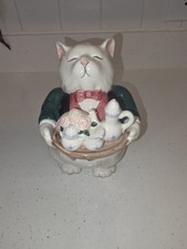 Vtg 1988 Fitz and Floyd Cat Butler Candy Jar Kittens of Knightsbridge Serving picture