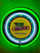 Dekalb Seed Feed Store Barn Farm Farmer Man Cave Neon Retro Clock Sign picture