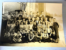 Vintage Black & White Children Group Portrait Photograph Paper Landscape 1 Photo picture