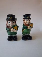 Vintage Seasonal Concepts Ceramic Leprechaun Salt Pepper Shakers St Patricks Day picture