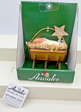 Annalee Christmas Baby Jesus Nativity Wooden Manger 3” Ornament New in Box picture