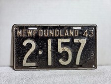 Vintage 1943 Newfoundland Canada License Plate picture