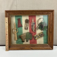 Unique Framed Native American Shadow Box Mini Children's Doll Items Parfleche picture