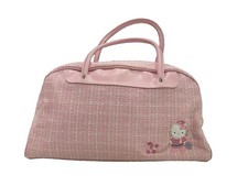 Vtg 2004 Hello Kitty Boutique Poodle Tweed Bowler Bag Pink Rare Y2K ~17x8x10 picture