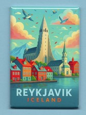 REYKJAVIK ICELAND TRAVEL POSTER PORTRAIT *2X3 FRIDGE MAGNET* COLD VACATION TRIP picture