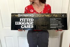 Vtg Browning Gun Ammo Case Hunting Pheasant Turkey Winchester Remington Tin Sign picture