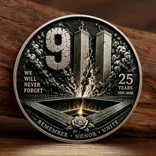 9/11 Never Forget 25 Years Challenge Coin 2001-2026 Memorial Tribute picture