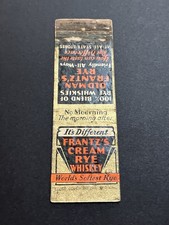 Vintage Matchbook “Frantz’s Cream Rye Whiskey - Worlds Softest Ale” picture