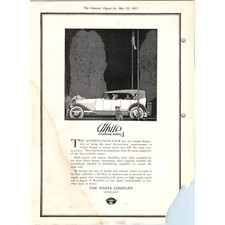 1917 White Sixteen-Valve Four Motor Car Cleveland Print Ad Stained Water Damage picture