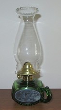 Antique Four Seasons Flat Bottom Finger Lamp, c. 1890's - Pie Crust Shade picture