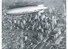 1931 USS Akron Dirigible Airship Over NYC Montage Glass Plate Negative OOAK picture