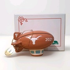 Danbury Mint Texas Longhorns 2021 Santa Football Blimp Ornament in Original Box picture