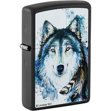 Zippo Lindsay Kivi Wolf Color Image Black Matte 48936 picture