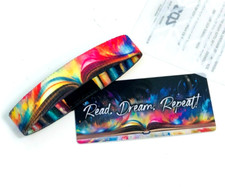 ZOX **READ, DREAM, REPEAT** Silver Single Large Wristband w/Card NIP picture
