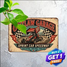 Dirt Track Racing Speedway Car Outlaw Motorsport Metal Plaque Tin Sign Decor picture