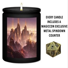 MTG MagicCon John Avon Red Lotus Mountain Candle W/ METAL SPINDOWN - NIB - RARE picture