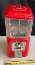 antique gumball machine vintage OAK Retarded Children Can Be Helped RED w/ key picture